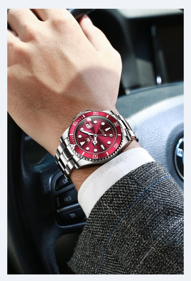 OLEVS Watches for Men,Classic Luxury Big Face Men Watches, Silver Dress Stainless Steel Men Wrist Watch with Luminous Analog Relojes para Hombres