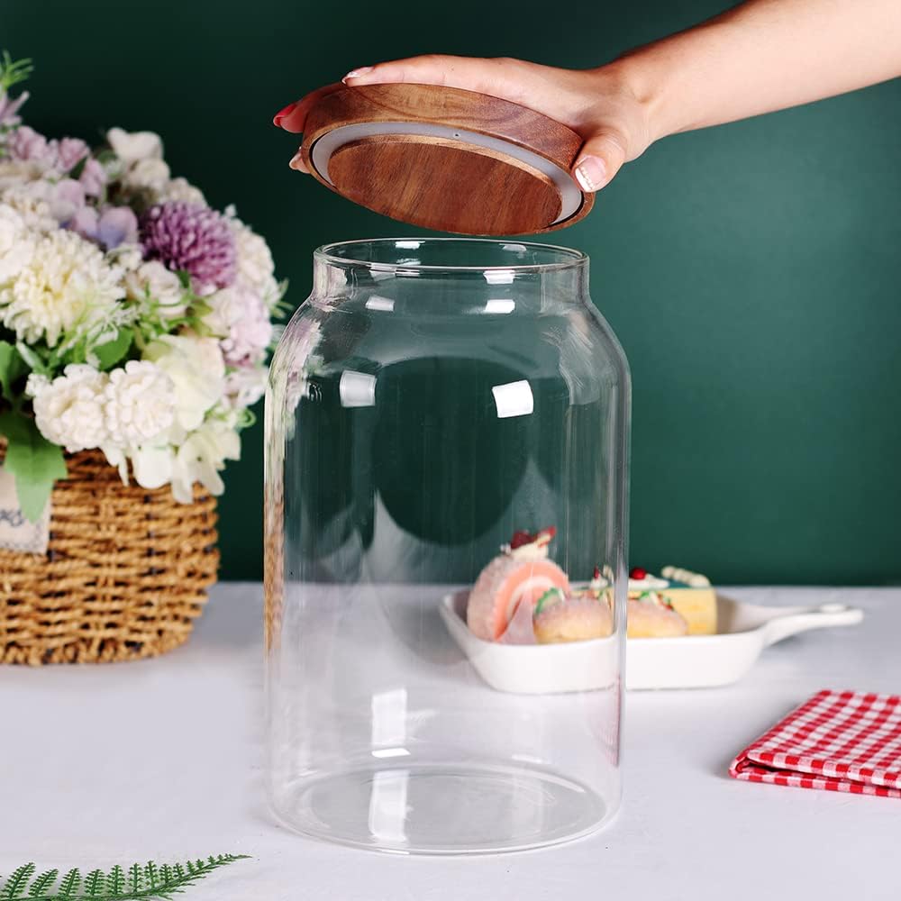 SAIOOL Egg Jar,kitchen canister， 1 Gallon Large Glass Food Storage Jars with Airtight Lid, Clear