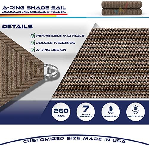 Windscreen4less 24' x 24' Sun Shade Sail with A-Ring Wire Rope Rectangle Outdoor Shade Cover for Deck Backyard Patio Garden (Brown)