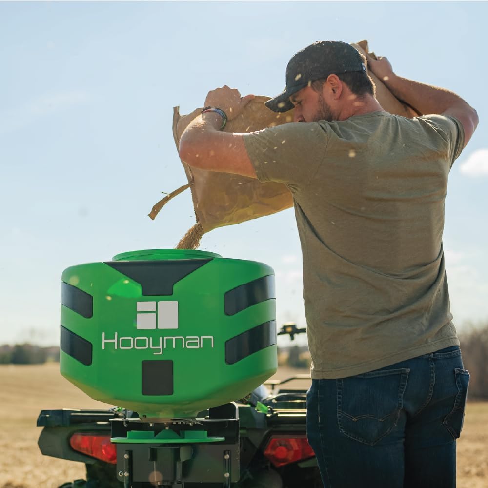 Hooyman ATV Seeder with 125 lb Hopper, Universal Mounting System, and Seed Rate Adjustment for Seeding and Land Management