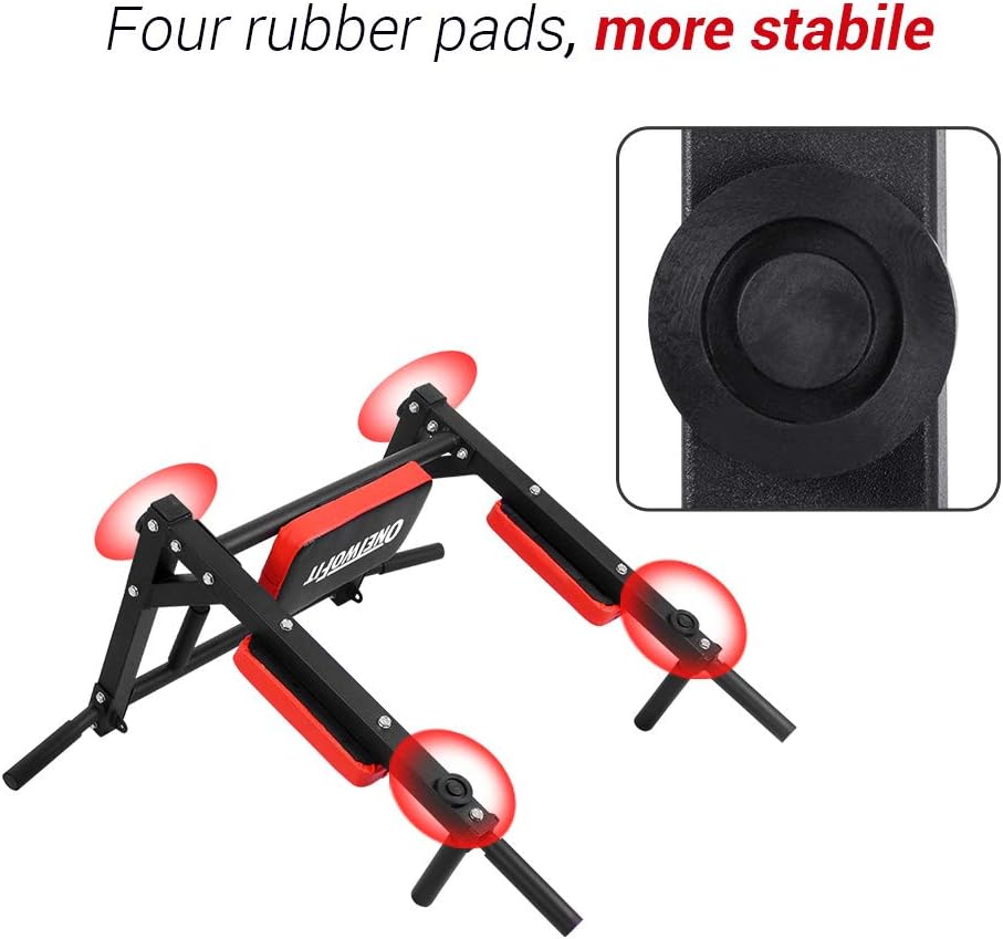 OneTwoFit Multifunctional Wall Mounted Pull Up Bar Chin Up bar Dip Station for Indoor Home Gym Workout