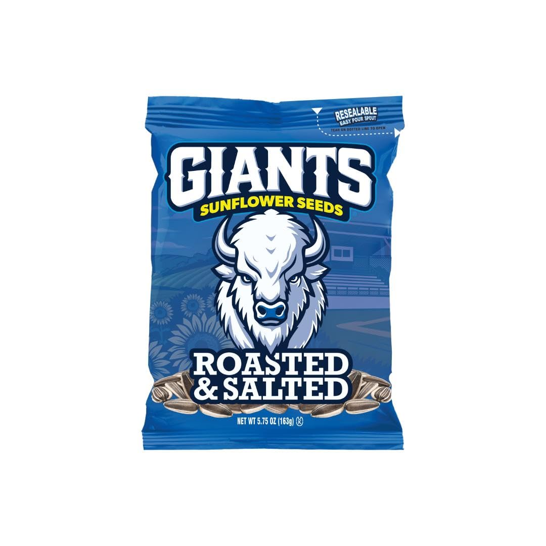 GIANTS Original Sunflower Seeds - Sunflower Seeds to Eat, Sunflower Seeds Bulk, Lightly Salted Sunflower Seeds for Eating, High Protein Snack - 5.75 oz Resealable Bags (Case of 12)