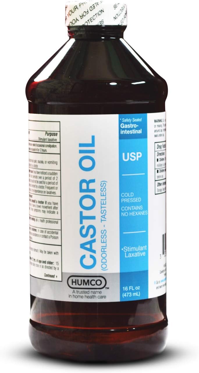 Castor Oil 16oz USP Food Grade Ultra Pure - Skin Healing Stimulate Growth of Hair Eyelashes Eyebrows - Cold Pressed Hexane Free Tasteless Odorless
