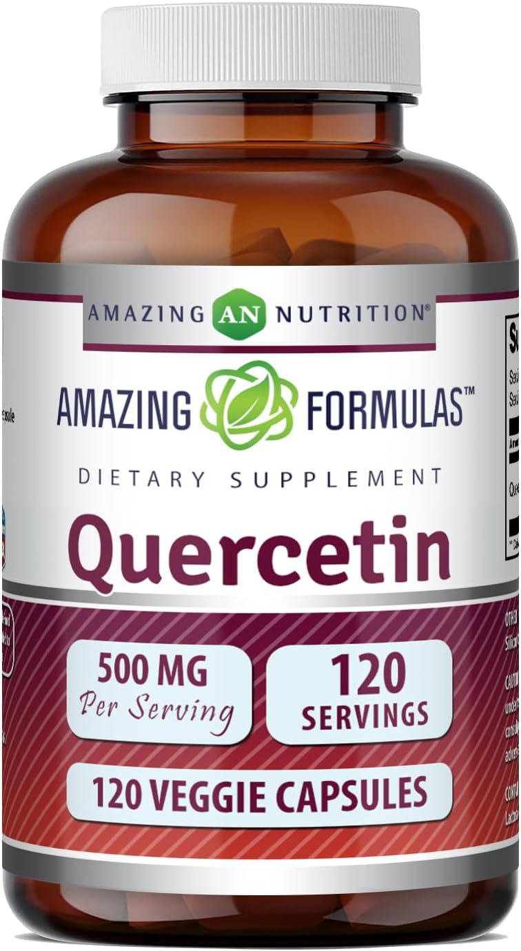 Amazing Formulas Quercetin 500mg 120 Veggie Capsules Supplement - Non-GMO - Gluten Free - Supports Overall Health & Well Being