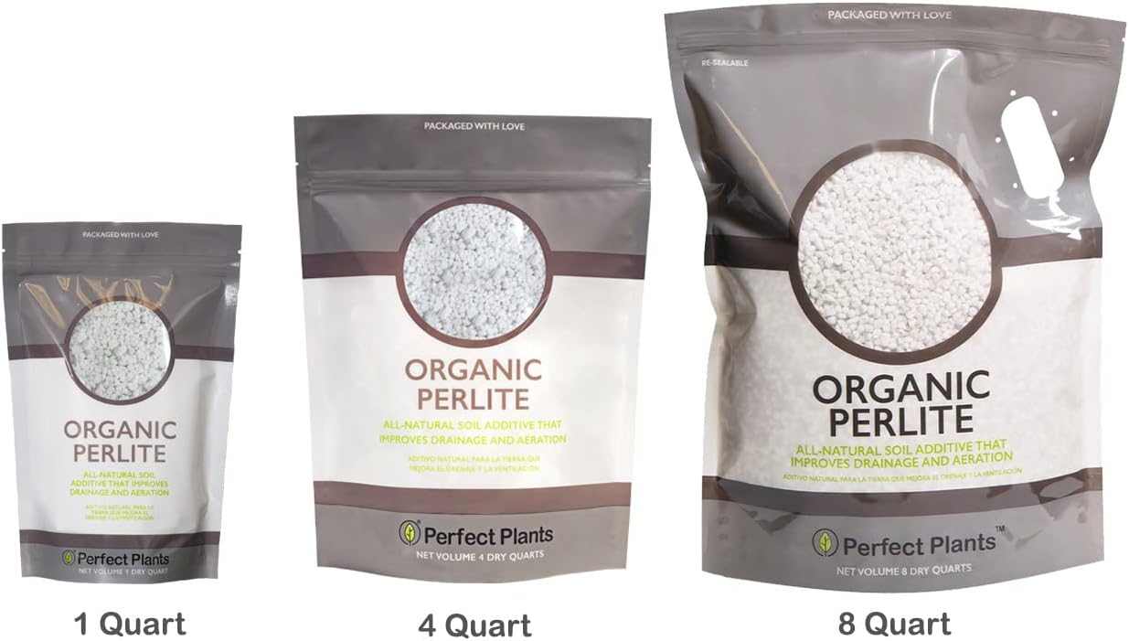 Perfect Plants Organic Perlite, 1 qt, Gardening Soil Drainage & Aeration | Lightweight horticultural mineral, prevents compacting