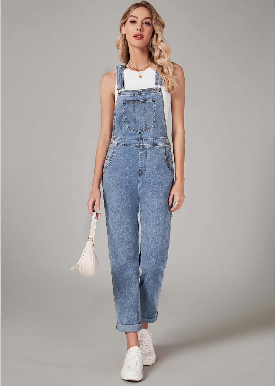 Vetinee Womens Classic Adjustable Straps Pockets Denim Bib Overalls Jeans Pants