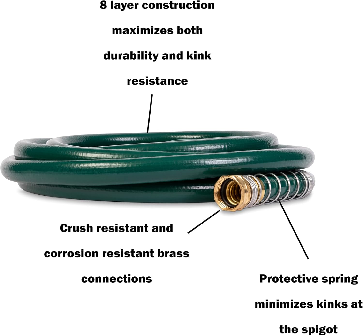 Gilmour 864751-1001 75ft Heavy Duty Flexogen Garden Hose, 5/8" Diameter | Heavy Duty Build, 500 PSI, Kink-Resistant Layers, Brass Fittings, All-Weather Durability, Made in USA