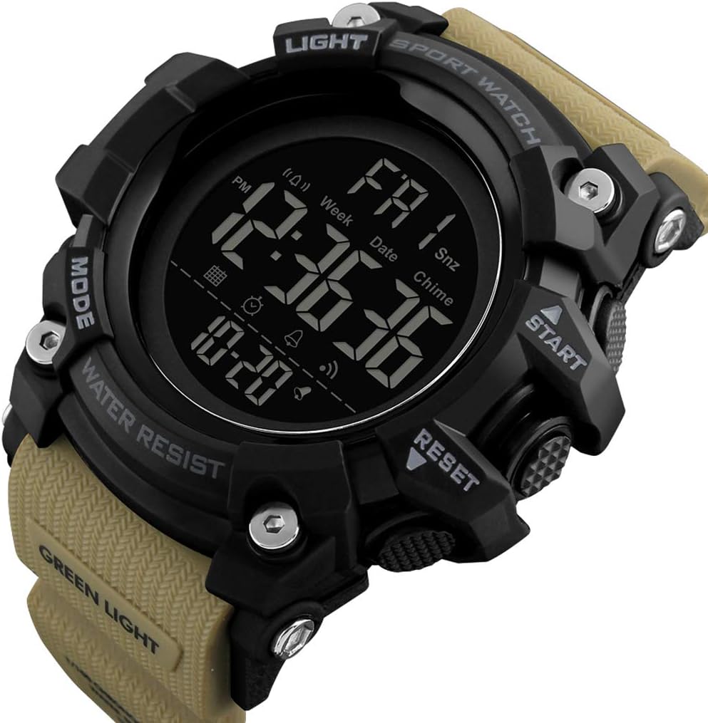 Gosasa Men Sport Watch Countdown Stopwatch Watch Mens Wrist Watch Waterproof LED Electronic Digital Male Watch 12/24 Hour Multifunctional Watch