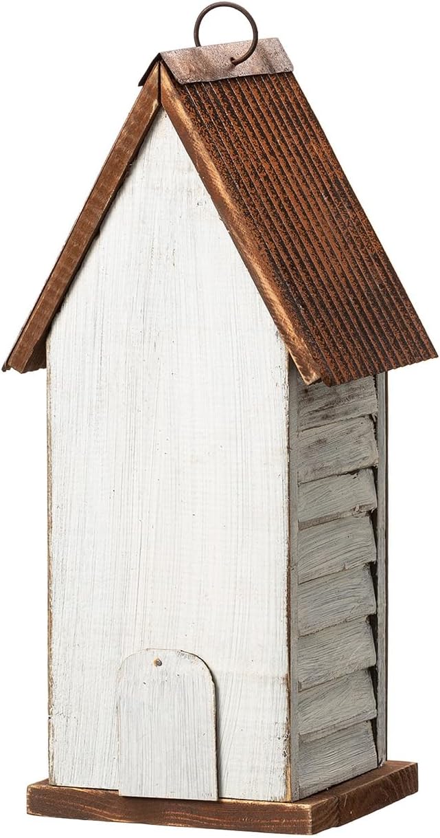Glitzhome Bird Houses for Outside,10" H Rustic Wooden Bird House Garden Distressed Decorative Birdhouse for Outdoors, Hanging Birdhouse for Bluebird Hummingbird Wren Finch Cardinals Cedar