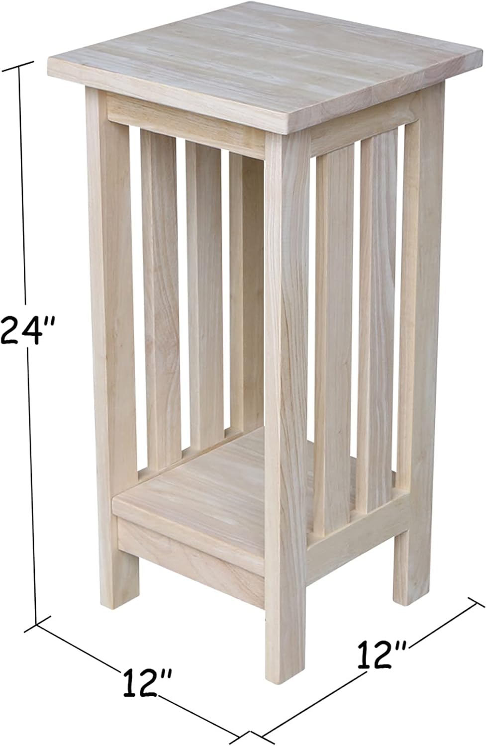 IC International Concepts Solid Wood Mission Plant Stand, Unfinished