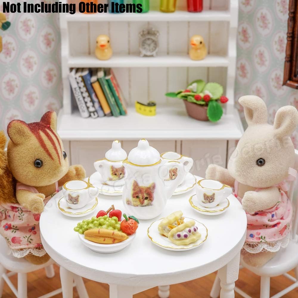 Odoria 1/12 Miniature Porcelain Tea Set 15Pcs Dollhouse Decoration Accessories, Grapes