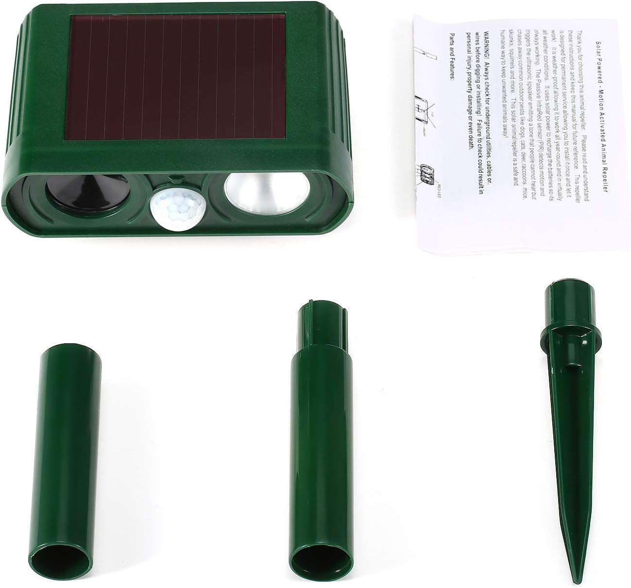 Animal Repellent Solar Powered Ultrasonic Animal Repellent Motion Sensor and Flashing Light Outdoor Weatherproof Farm Garden Lawn for Cat Dog Coyote