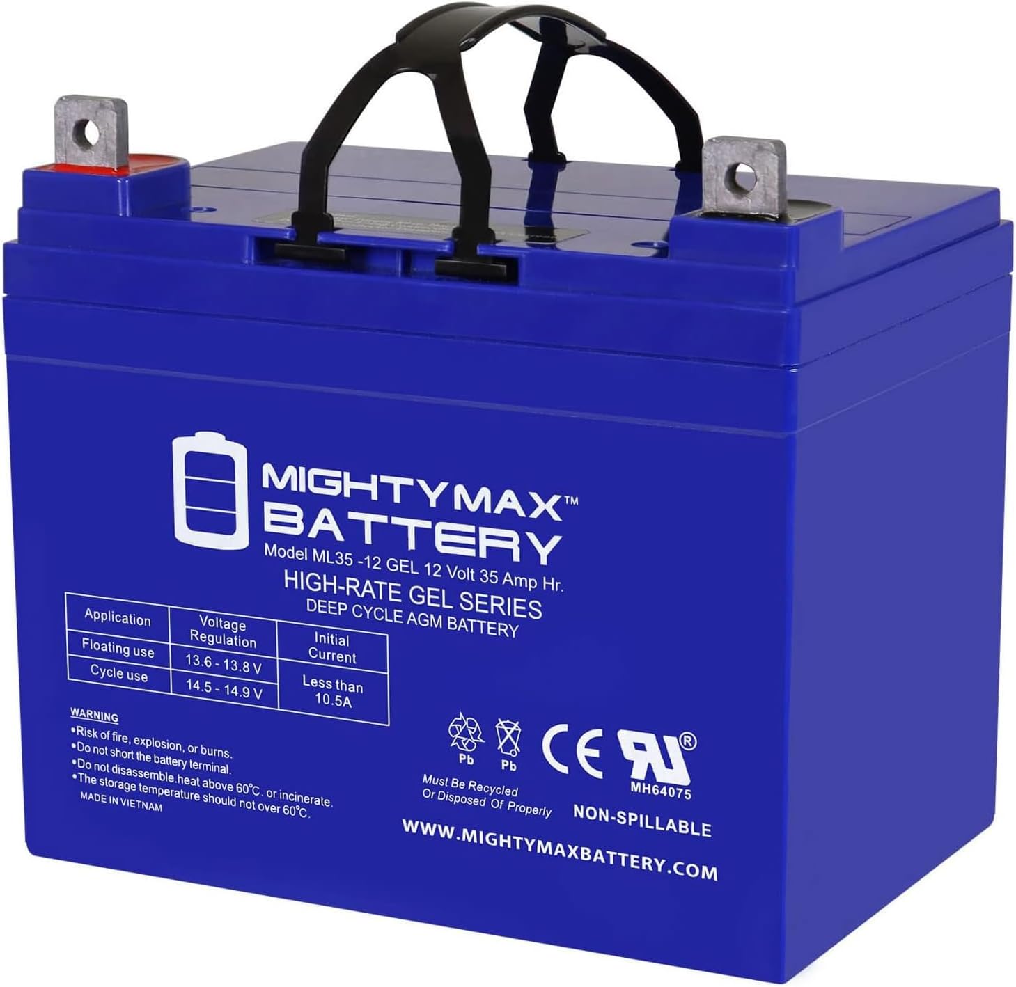 Mighty Max Battery ML55-12 GEL -12 Volt 55 AH, GEL Type, Internal Thread (INT) Terminal, Rechargeable SLA AGM Battery