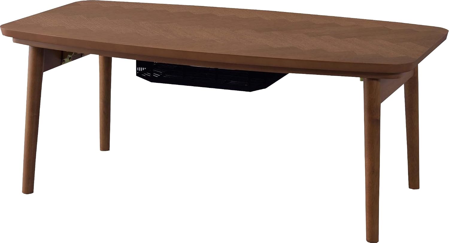 AZUMAYA Kotatsu Heater Folding Legs Table W36.0 x D20.0 x H14.5 Inches Natural Oak and Rubber Wood Material Home and Living Herringbone Pattern Table Top Wood Brown Color KT-111