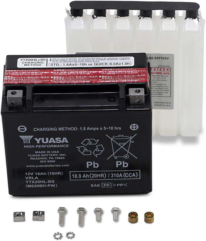 Yuasa High Performance Maintenance Free Battery YTX20HL-BS-PW YUAM620BH-PW PLT-120