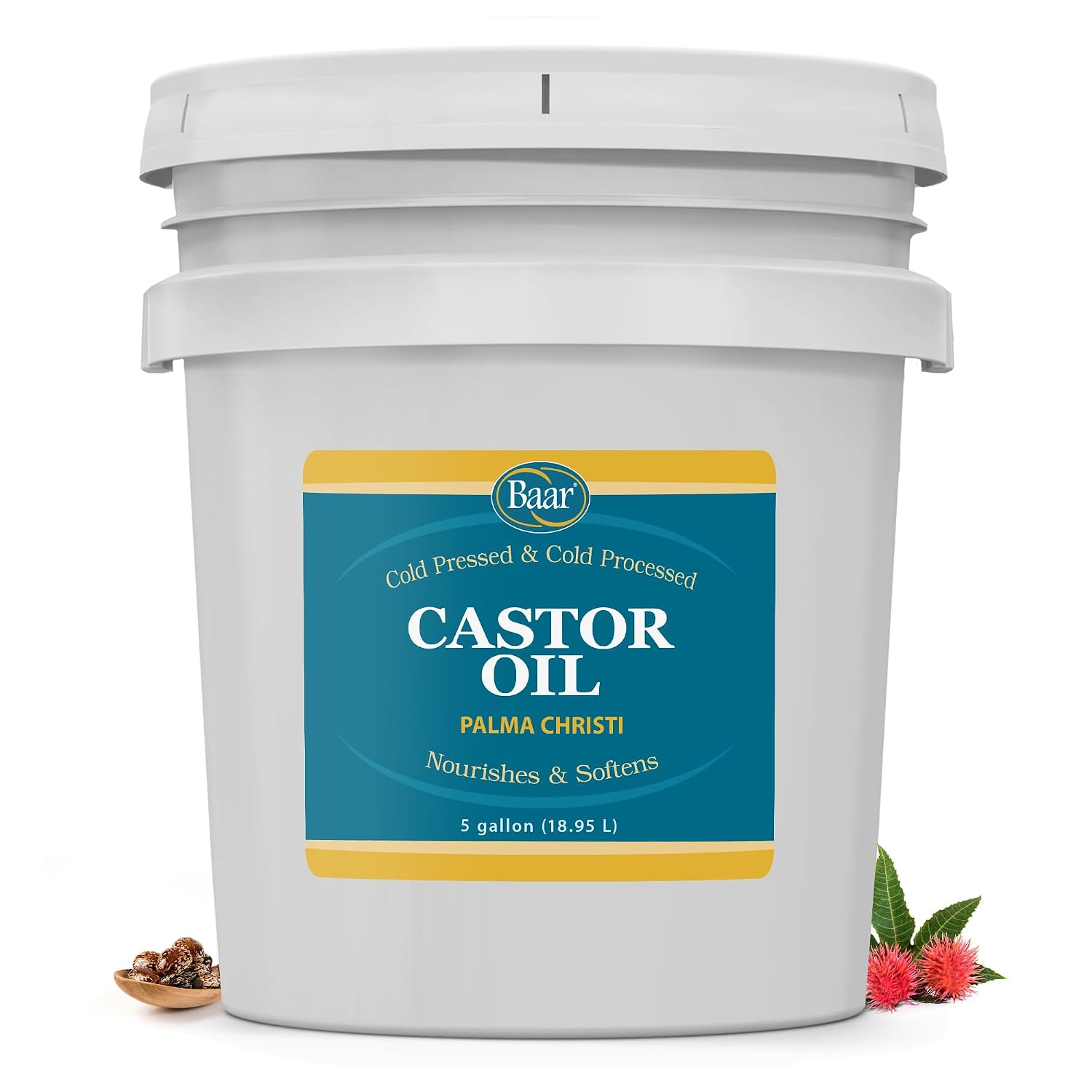 Baar Cold-Pressed Castor Oil, Cold-Processed, Hexane-Free, Palma Christi, for Skin, Hair, Massage & Castor Oil Packs, BPA-Free Bottle, 32 oz | Hexane free, Palma Christi oil, BPA-free bottle, skin, hair and massage applications