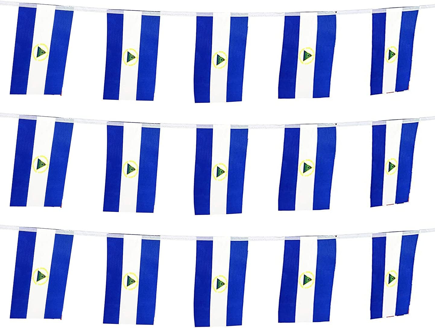 ZXvZYT Nicaragua Nicaraguan Flag Banner String, Small Mini Nicaragua Pennant flags, For Grand Opening, National Sports Events