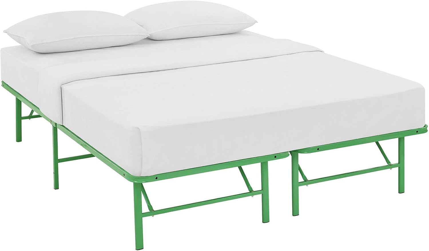 Modway Horizon Queen Bed Frame In Gray - Replaces Box Spring - Folding Metal Mattress Bed Frame