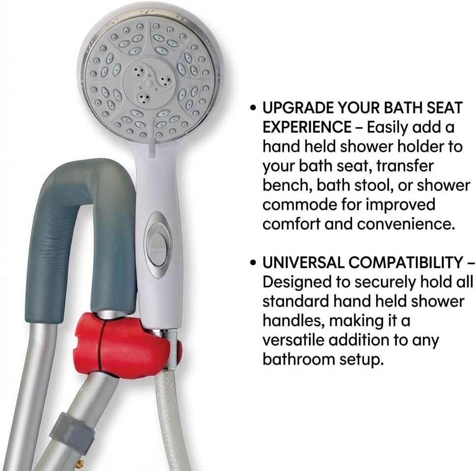 NOVA Handheld Shower Holder Attachment for Bath Seats & Transfer Benches – Universal Mount for Bath Stool, Shower Commode & Chairs, Adjustable