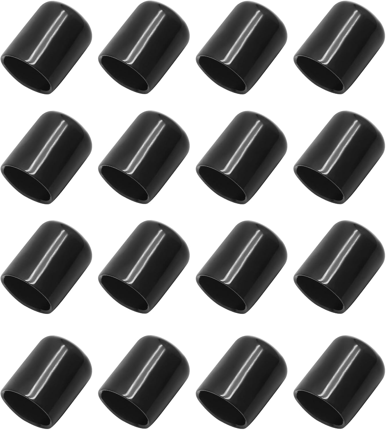 Bonsicoky 12Pcs Round Rubber End Caps 5/8" (16mm) ID, Black