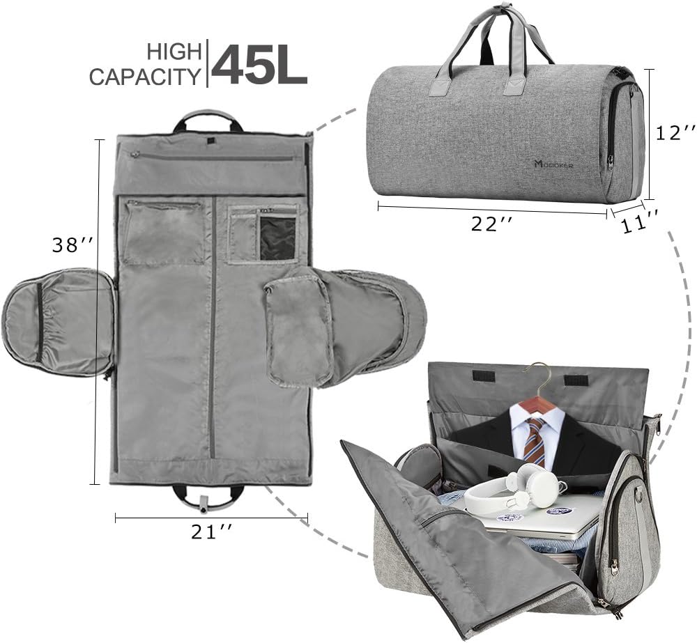 Garment Bags for Travel, 45L Carry on Convertible Garment Duffle bag