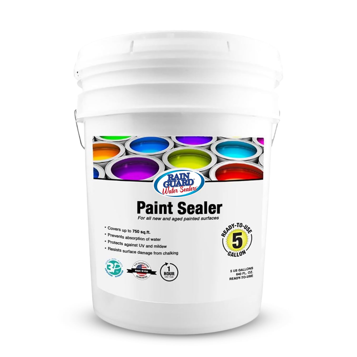 Rain Guard Paint Sealer Concentrate SP-9002 | Makes 2 Gallon | Protects Painted Concrete, Wood, Stone | Silane/Siloxane Acrylic Waterproofer | UV Resistant | Fast Drying | Semi-Satin Finish | Protects Painted Concrete, Painted Wood, Painted Stone, Silane…