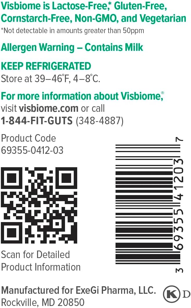 Visbiome® GI Care High Potency Probiotic, 112.5B CFU, 60 Capsules | Original De Simone Formulation®, Multi-Strain, Refrigerated Probiotics, Low FODMAP Certified, Gluten-Free, Made in USA