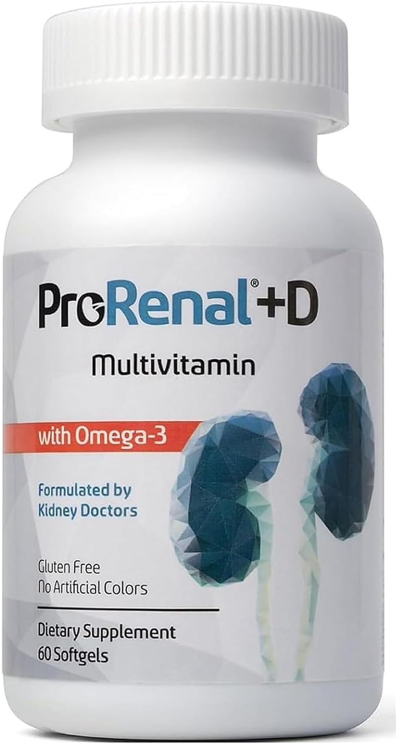 ProRenal+D with Omega-3 Fish Oil Kidney Multivitamin 60 Softgels, 30-Days