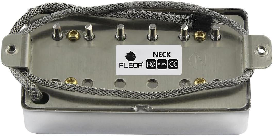FLEOR Alnico5 Guitar Humbucker Pickup Set Chrome Bridge & Neck Pickups Compatible with LP style Guitar Part