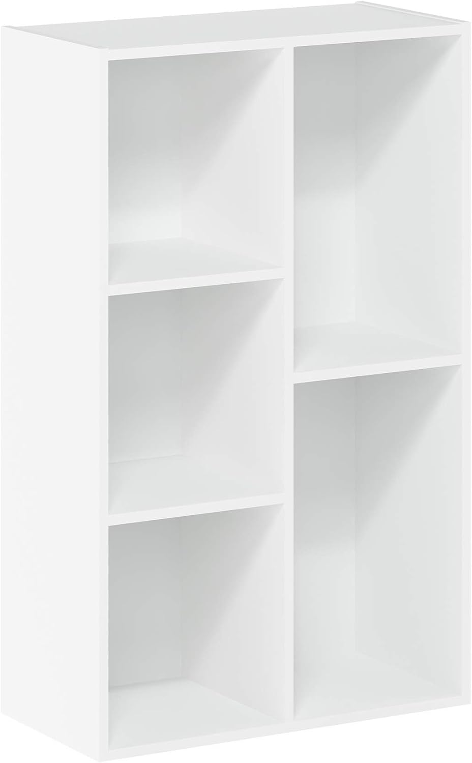 Furinno LUDER Book Shelf, 5-Cube Bookshelf, Reversible Bookcase, 9.4 x 19.5 x 31.5, Easy Assembly, for Living Room, Bedroom, Home Office, White