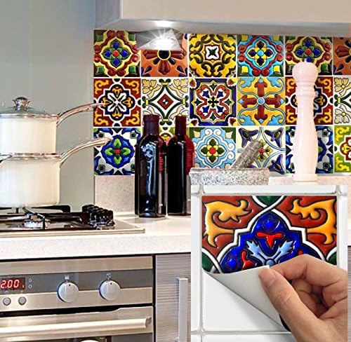 Tile Stickers Mexican Spanish 24pc 4-1/4in Peel and Stick for Kitchen and Bath Tr001-4Q