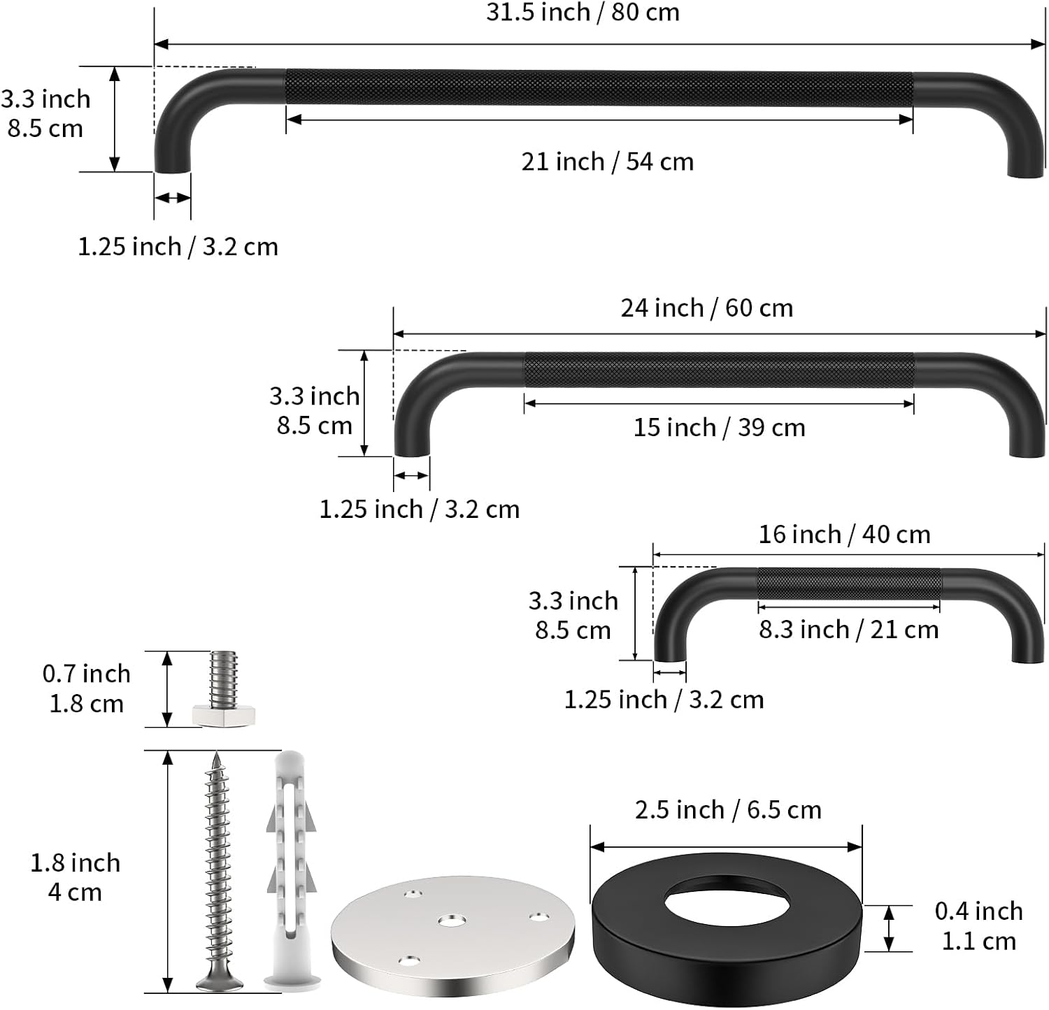 Munzong 3 Pack Commercial Handicap Grab Bars 18" 36" 42" Brushed Nickel | Bathroom Grab Bar for Shower 1.25" Diameter Anti Slip Bathroom Balance Bar Safety Hand Rail for Elderly Injury Senior