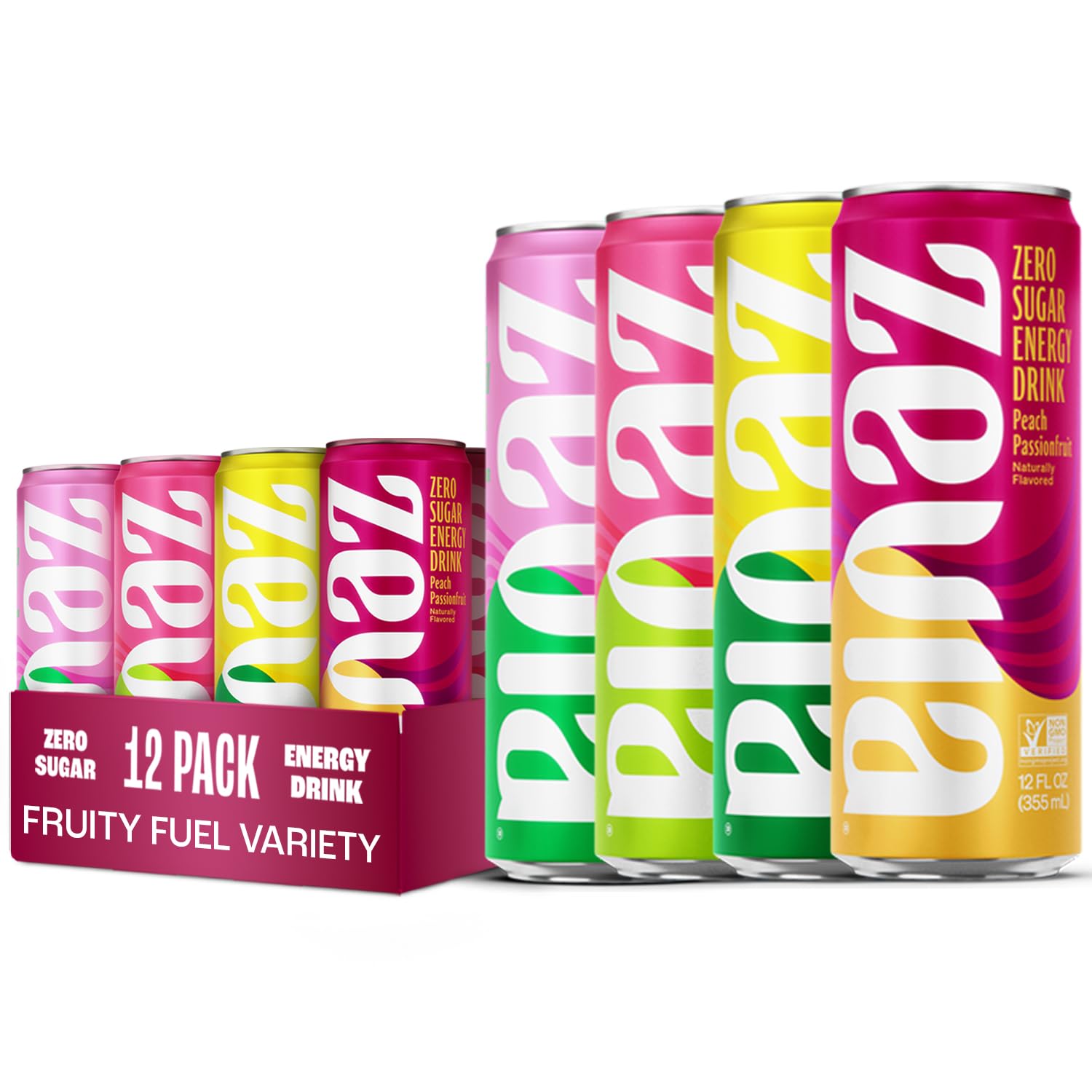 Zevia Zero Sugar Energy Drink, Raspberry Lime, 12 oz Cans (12-Pack) – Naturally Sweetened, Zero Calorie Sugar Free Energy - Non-GMO Project Verified, Gluten-Free, Vegan