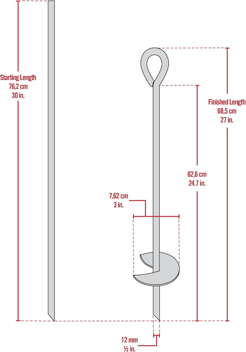 ShelterLogic ShelterAuger 4-Piece 30-Inch Reusable Heavy Duty Steel Earth Auger Anchor Kit with 4 Clamp-on Wire Tie-Downs for Anchoring Shelters, Canopies, and Instant Garages, Silver
