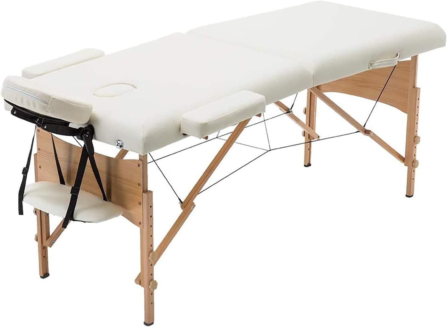 BestMassage | Portable Massage Table | 24" Wide, Black PU Leather | Lightweight, 2-Fold Massage Table with Height Adjustment, 450lbs Capacity, Carry Bag | For Massage, Facial, Tattoo, Home, Spa