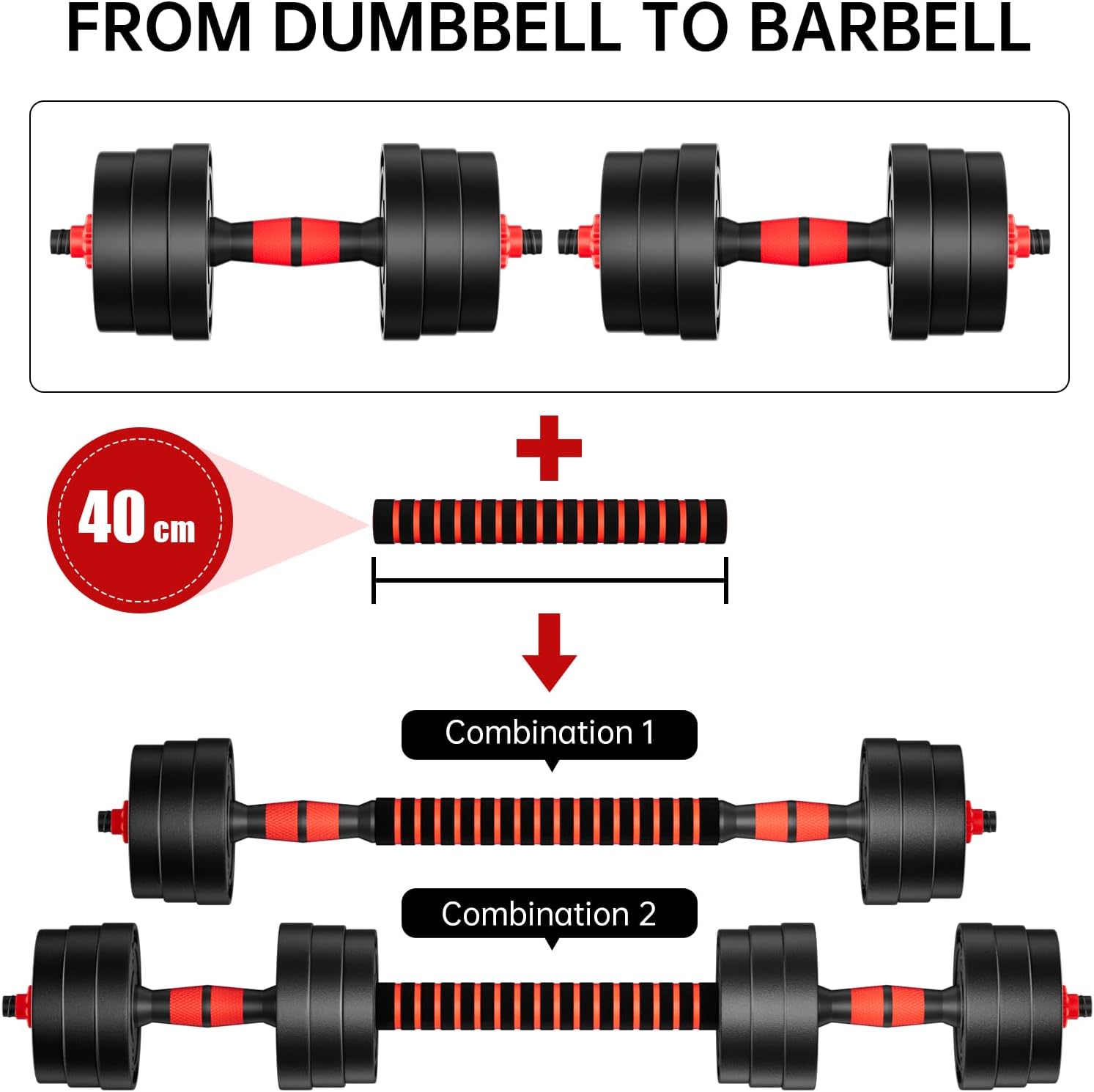 Adjustable-Dumbbells-Sets,Free Weights-Dumbbells Set of 2 Convertible To Barbell A Pair of Lightweight for Home Gym,Women and Men Equipment