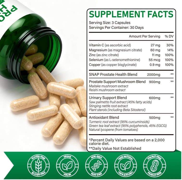 Saw Palmetto Prostate Supplement for Men 2000mg – Advanced 45% Fatty Acids Formula with Reishi & Maitake, Stinging Nettle