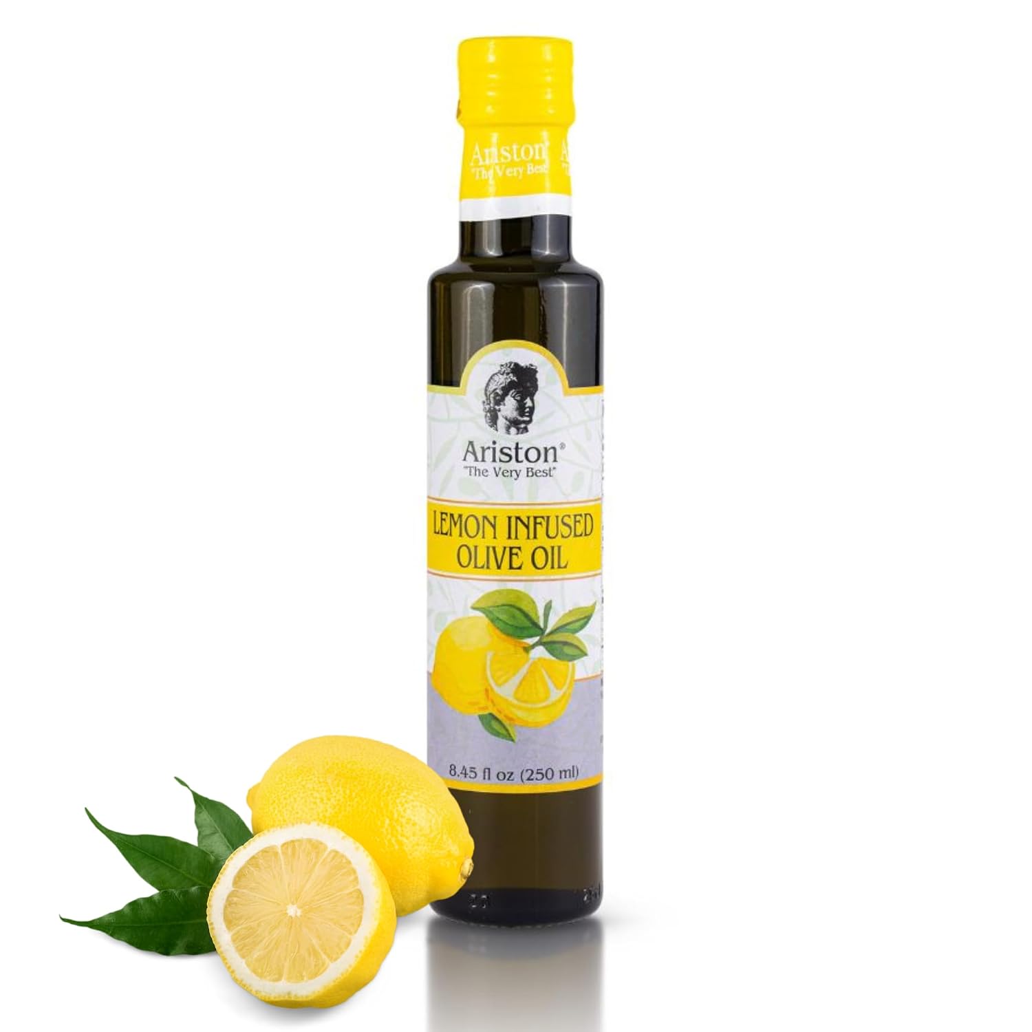 Ariston Organic Greek Olive Oil Extra Virgin, Lemon Infused, 8.45 Fl Oz | Cold Pressed Olive Oil Bottle from Greece for Cooking, Salad Dressing, Marinade & Bruschetta, Everyday Kitchen Use