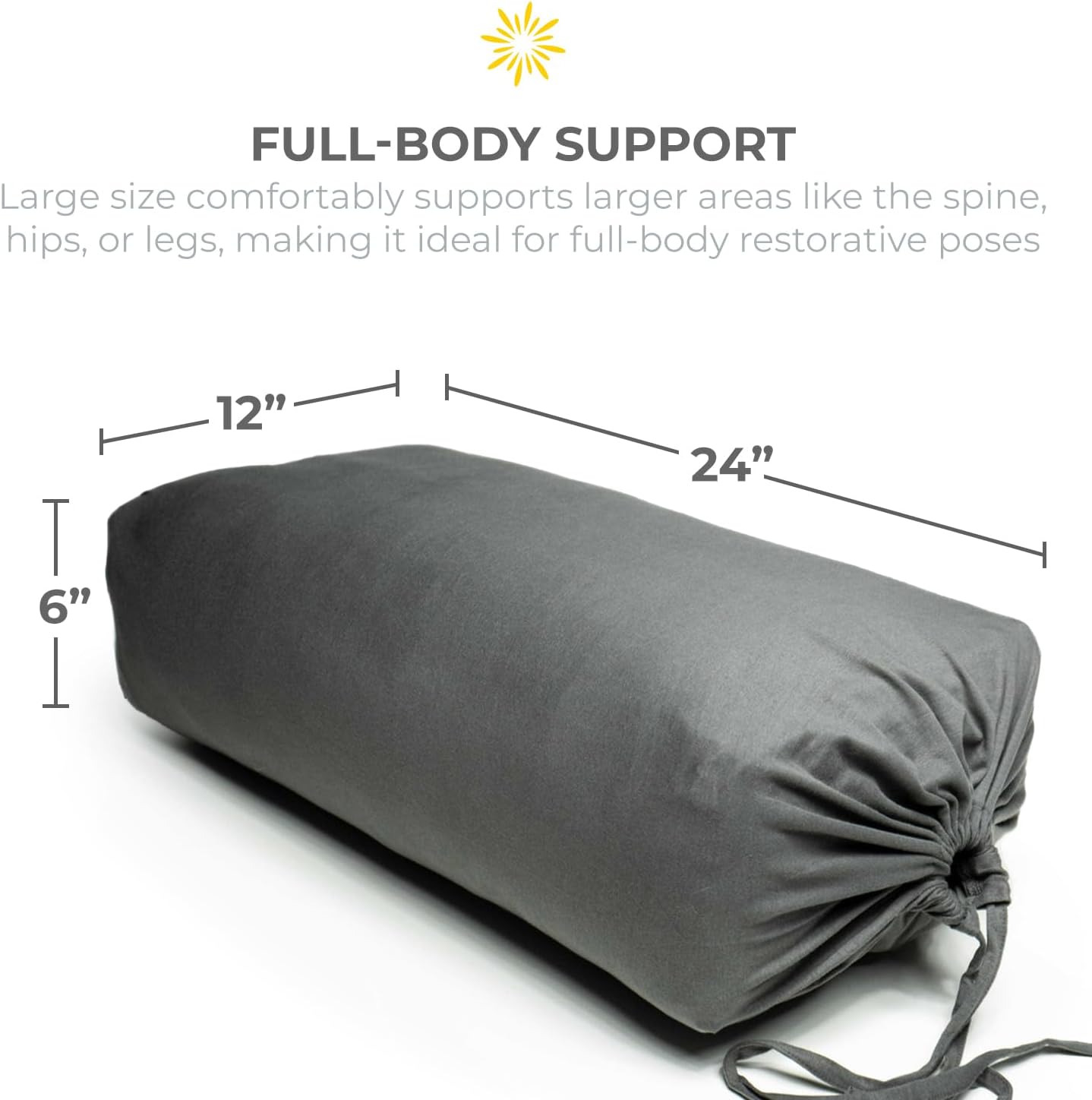 Firm Large Yoga Bolster, 24x12x6in