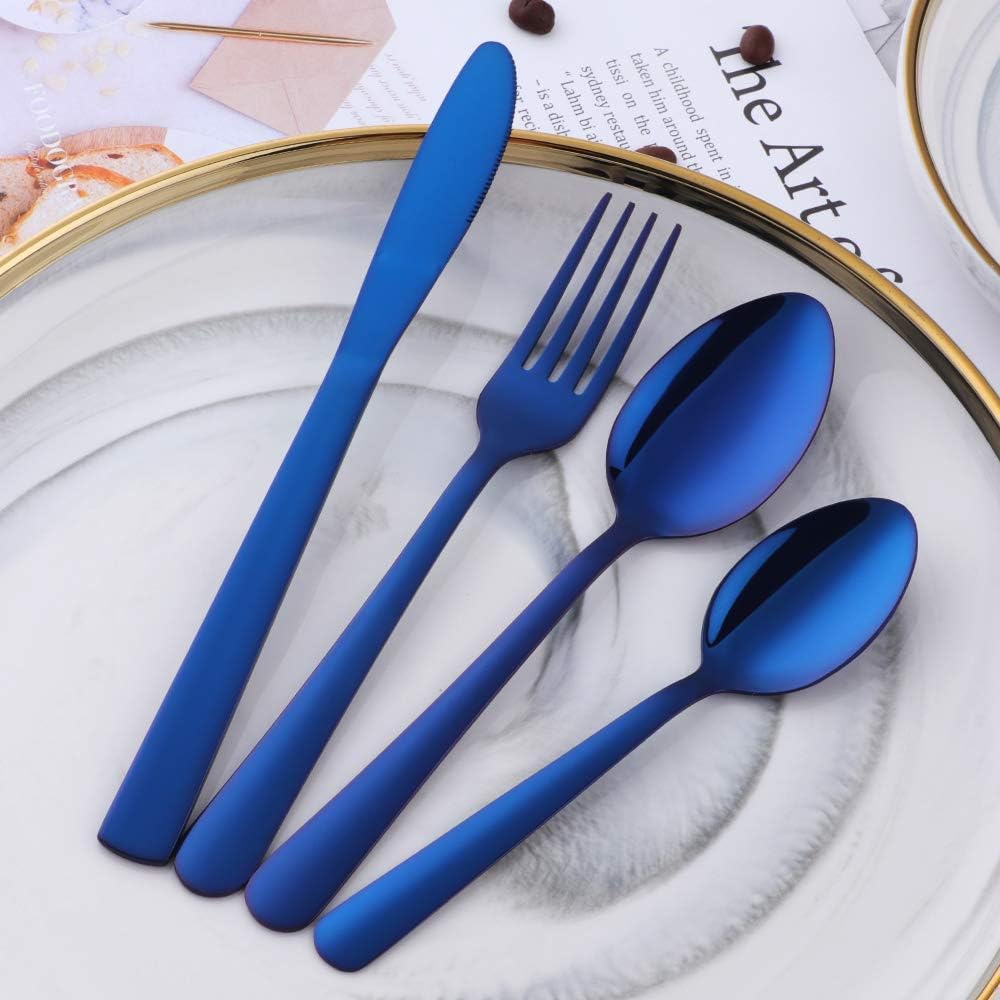 BuyGo Rainbow Silverware Set Flatware Set Stainless Steel Colorful Dinnerware Set 16-Piece Multicolor Cutlery Set, Service for 4