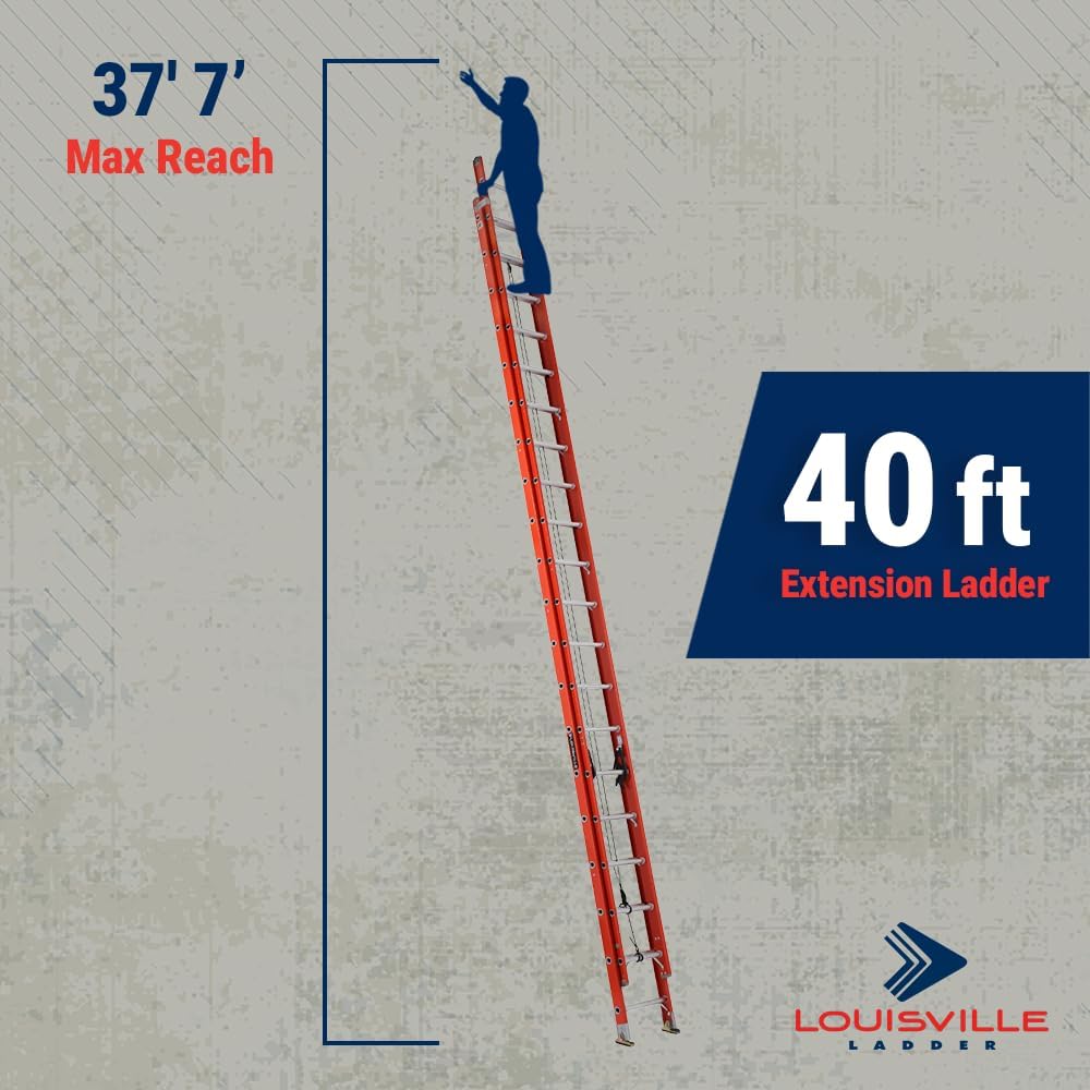 Louisville Ladder 16-foot Fiberglass Extension Ladder, 300-Pound Load Capacity, Type IA, FE3216