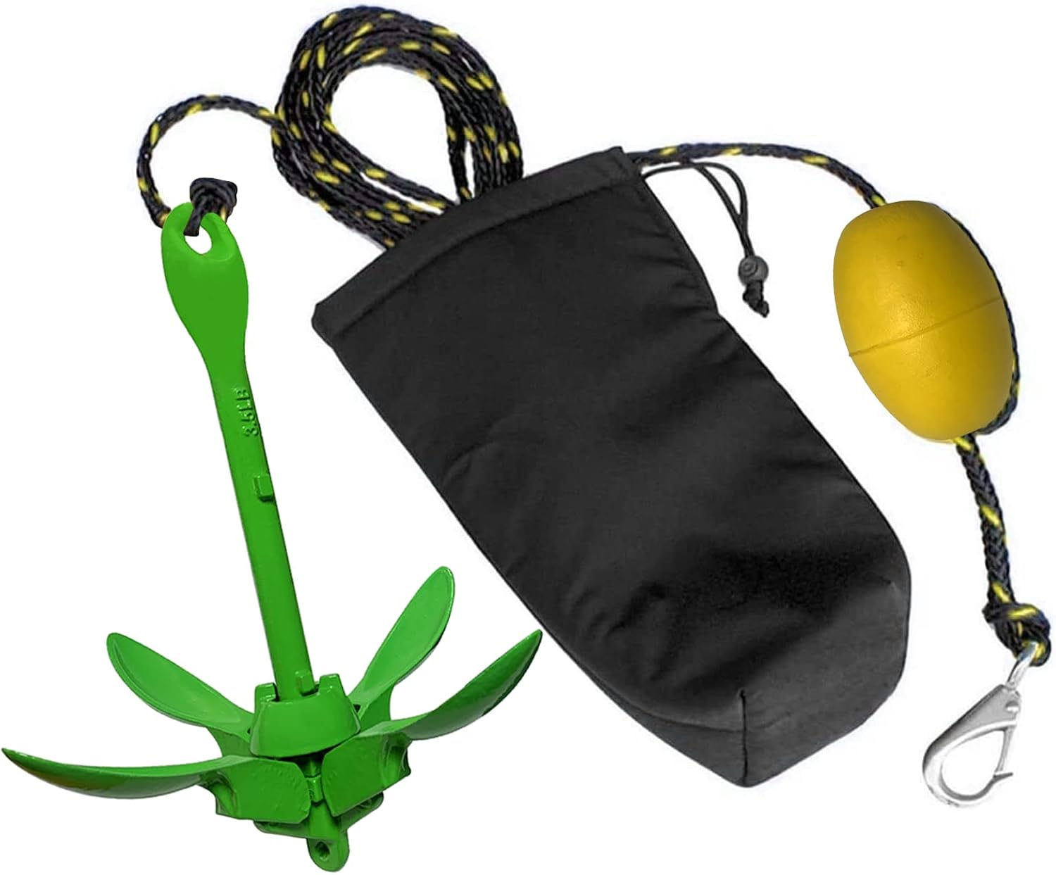 ISURE MARINE Kayak Anchor Kits Portable Folding Grapnel Anchor Buoy Kit Canoe Kayak Raft Boat Sailboat Fishing 3.5 lbs Marine Rope for Small Boats