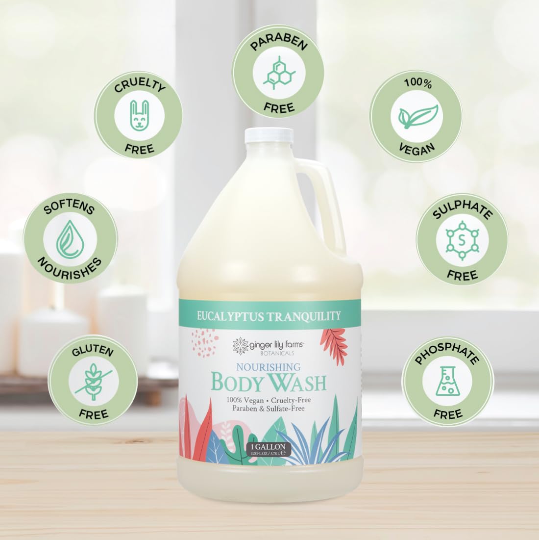 Ginger Lily Farms 1 gal Nourishing Body Wash, Citrus Blend Scent | for Hands, Body & Hair, Moisturizing Wash, Salon Wash, Spa Cleanser, Salon & Spa Essentials, Manicure & Pedicure Supplies