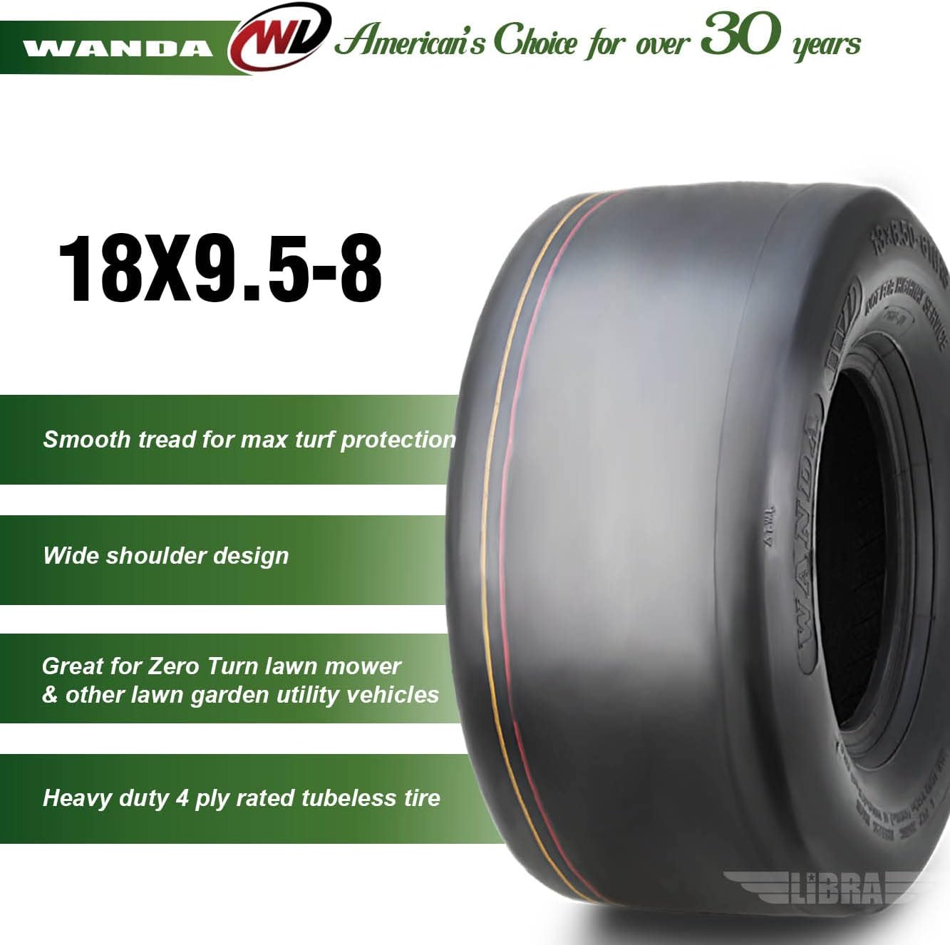 WANDA Set 2 15x6-6 15x6.00-6 Lawn Mower Tractor Turf Tires15x6x6 P332-13016 | Riding Lawn Mover, Garden Tractor