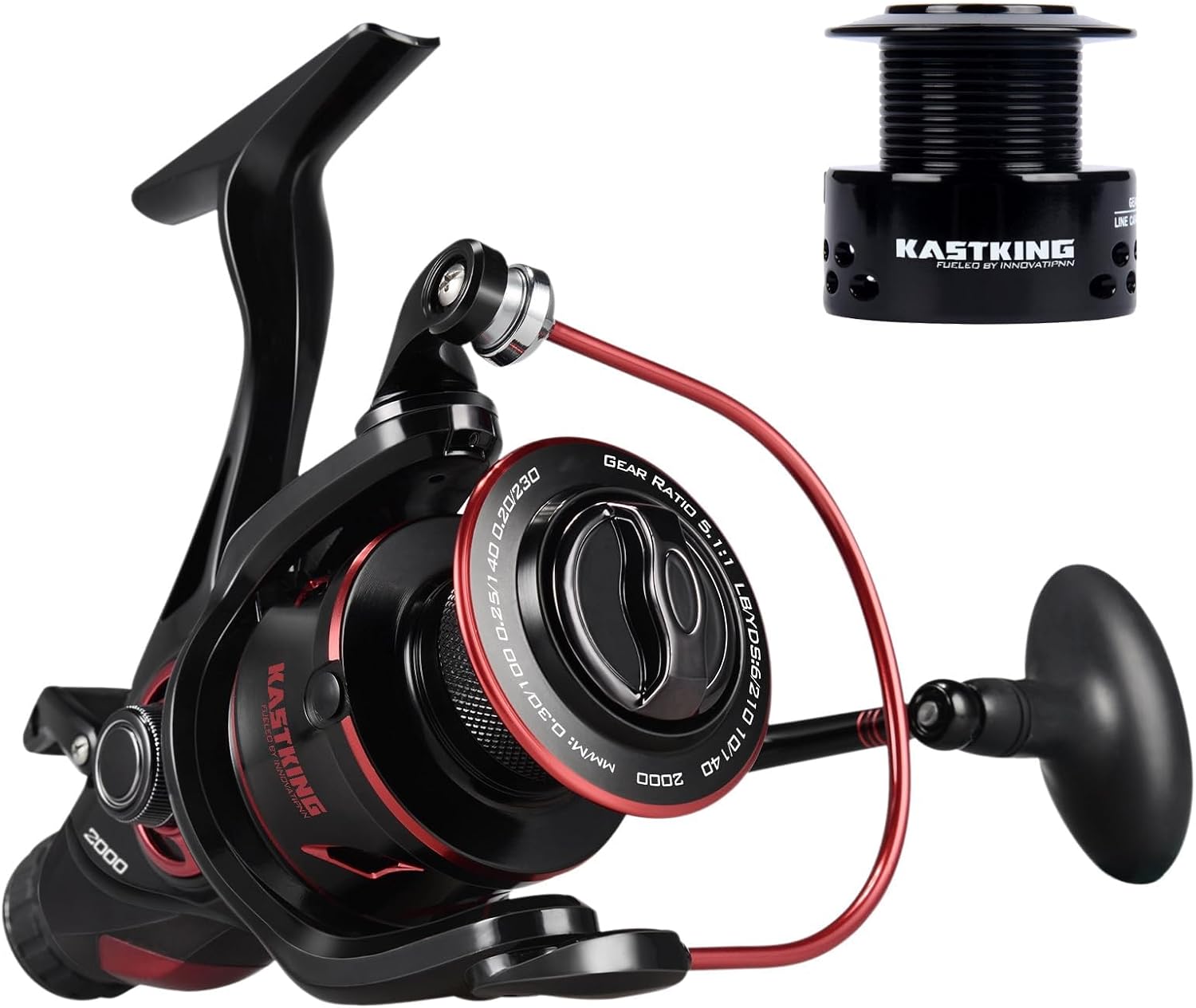 KastKing Sharky Baitfeeder III Spinning Reels with 5.5:1 Gear Ratio | Max Drag: 26.5 lb, 10+1 BB, 16.6 oz, CNC Aluminum Spool, Carbon Fiber Drag for Live Liner, Comes with Graphite Spool