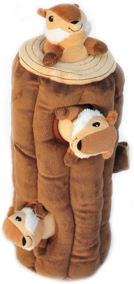 ZippyPaws Burrow Hide & Seek Plush Puzzles - Monkey 'n Banana | Interactive Dog & Puppy Toys for Boredom, Stimulating Pet Products to Keep them Busy, Squeaky Toy for Enrichment