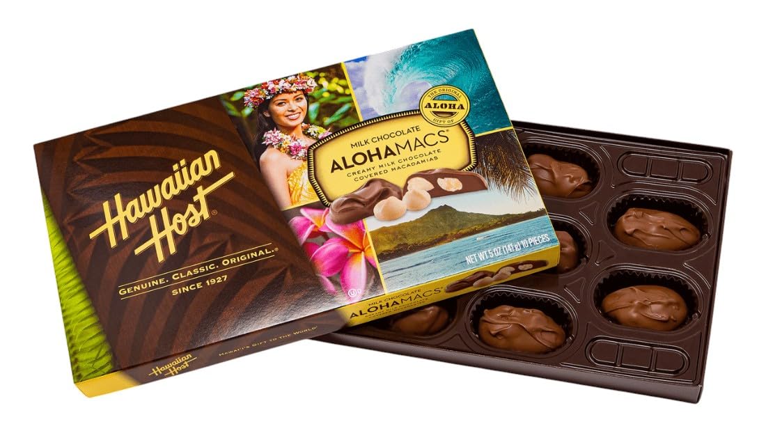 Hawaiian Host Aloha Macs Milk Chocolate Macadamia Nuts (6 ounce box, 12 pieces) (1 Box)