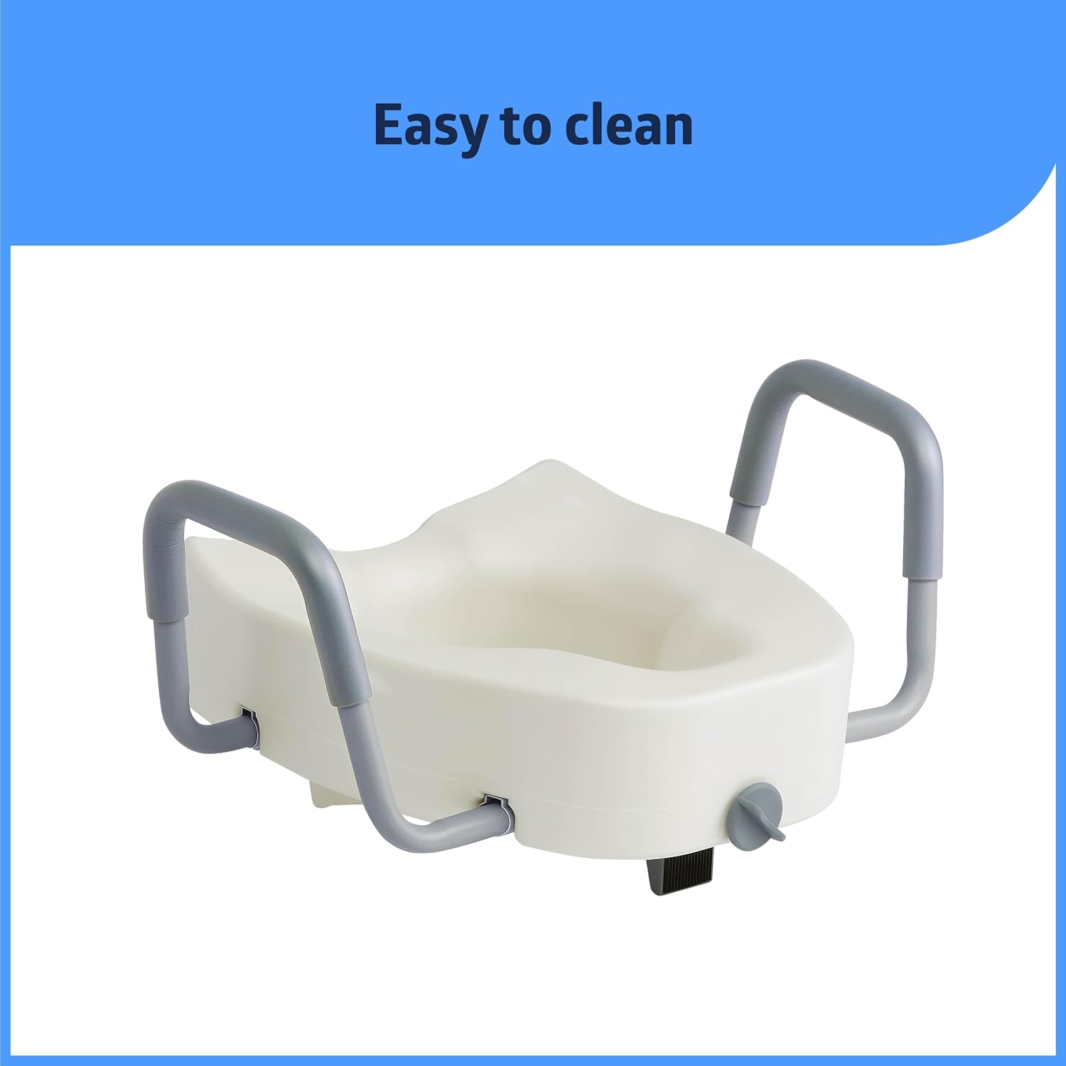 Medline 5" Standard Raised Locking Toilet Seat, 400 lb Capacity | Toilet Riser with Removable Padded Arms, Fits Most Standard Toilets, No Lid, Medical Seat For Adults and Elderly