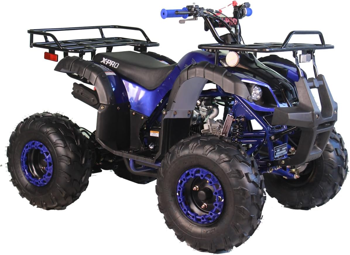 X-PRO 125cc ATV 4 Wheels Quad 125 ATV Quads with LED Lights, Big 19"/18" Tires!（Army Black）