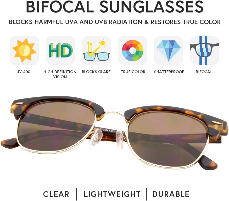 VITENZI Bifocal Sunglasses for Men Women Semi Rimless Reading Sun Tinted Glasses with Readers - Tivoli